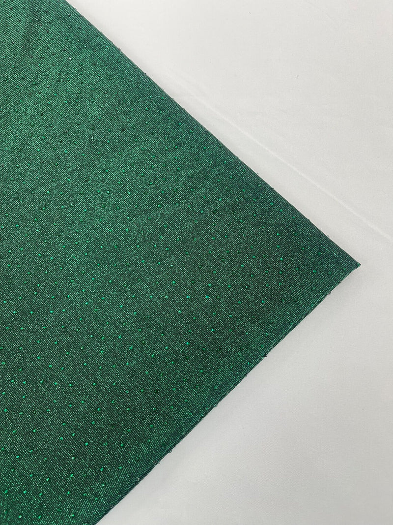 Shimmer Rhinestone Glitter Fabric - Hunter Green - Shimmer Stretch Glitter Fabric with Rhinestones By Yard