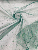 Sparkle Tulle Glitter Fabric - Hunter Green - Tulle Fabric with Sparkle Glitter Sold By Yard