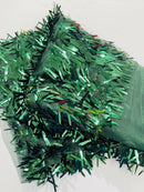 Sword Shaped Sequins - Hunter Green - Hanging Solid Sequins On Mesh Fabric By Yard