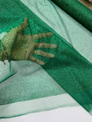 Glitter Lace Mesh Fabric - Hunter Green - Shimmer Glitter Dot Design on Mesh Lace By Yard