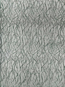 Beaded Wavy Fabric Design - Hunter Green - Bead and Sequins Wavy Lace Fabric By Yard
