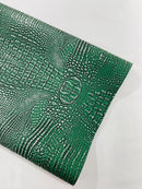 Faux Alligator Print Vinyl Fabric - Hunter Green -  Faux Animal Print Sold by The Yard