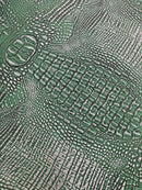 Faux Alligator Print Vinyl Fabric - Hunter Green -  Faux Animal Print Sold by The Yard