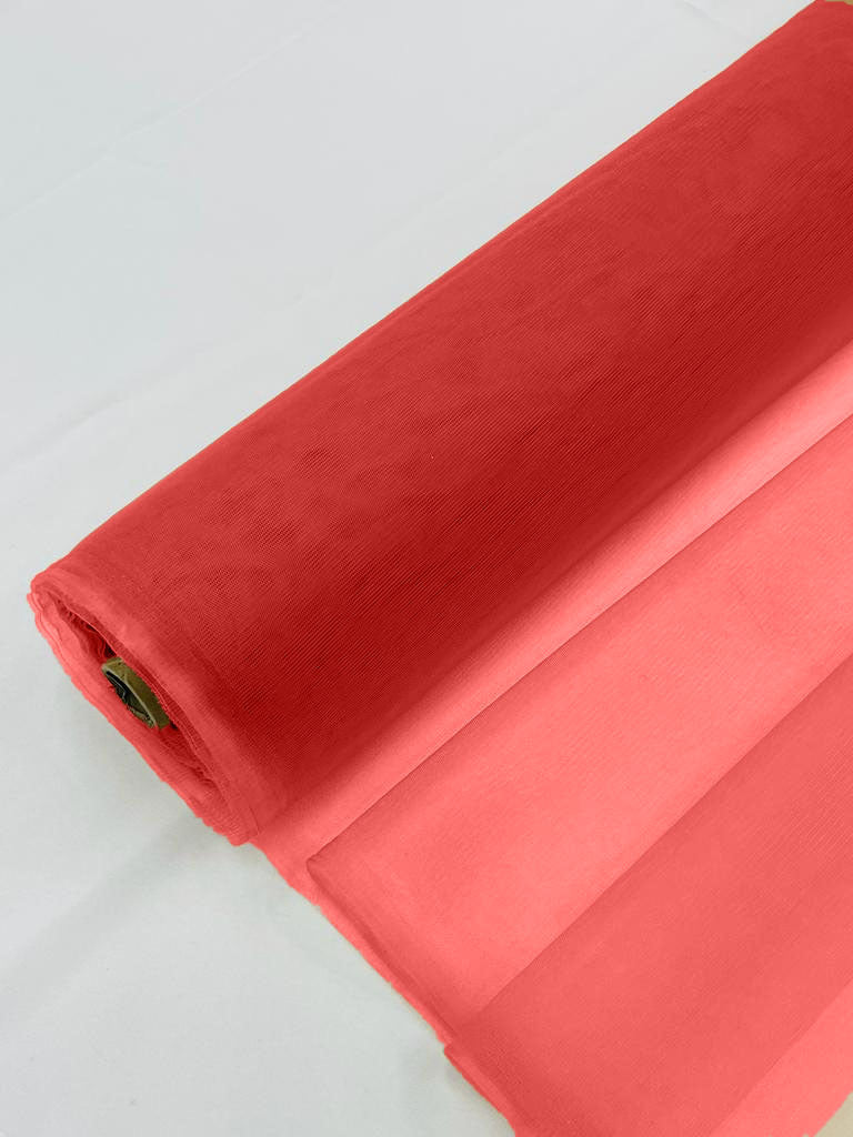 Illusion Mesh Fabric - Hot Coral - 60" Illusion Mesh Sheer Fabric Sold By The Yard