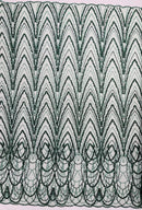 Hunter Green Luxury Beaded Pattern Fabric by the yard, Embroidery Beaded Lace Fabric