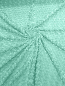 Minky Rose Swirl Fabric - Ice Mint  - 58" Blossom Ball Rosebud Plush Fur Soft Fabric By Yard