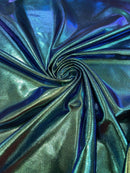 Mystique Spandex Foil Fabric - Iridescent Green - Nylon/Spandex Iridescent Foggy Foil Fabric  4 Way Stretch 58/60" By Yard