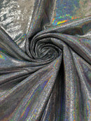 Foggy Foil Velvet Fabric - Iridescent Silver on Black - Oil Slick 4 Way Stretch Foil Velvet Fabric By Yard