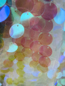 Round Sequins Fabric - 19mm Round Circle Shape Sequins Fabric By Yard (Pick Color)