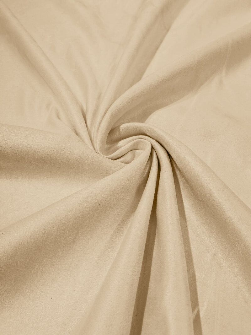 58" Faux Micro Suede Fabric - Ivory - Polyester Micro Suede Fabric for Upholstery / Crafts / Costume By Yard