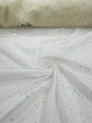 Sparkle Tulle Glitter Fabric - Ivory - Tulle Fabric with Sparkle Glitter Sold By Yard
