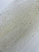 Sparkle Tulle Glitter Fabric - Ivory - Tulle Fabric with Sparkle Glitter Sold By Yard
