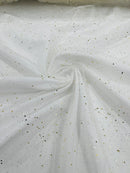 Sparkle Tulle Glitter Fabric - Ivory - Tulle Fabric with Sparkle Glitter Sold By Yard