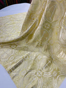58/60" Cross Brocade Fabric - Ivory / Gold - Religious Church Vestment Cross Jacquard Fabric By Yard