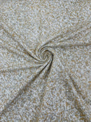 Bead/Sequins Lace Fabric - Ivory/Silver - Small Sequins and Beads Embroidered on Lace Fabric By Yard