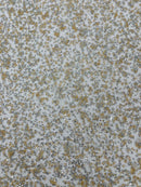 Bead/Sequins Lace Fabric - Ivory/Silver - Small Sequins and Beads Embroidered on Lace Fabric By Yard