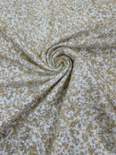 Bead/Sequins Lace Fabric - Ivory/Silver - Small Sequins and Beads Embroidered on Lace Fabric By Yard