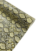 Python Snake Print Vinyl Fabric - Ivory -  Faux Animal Snake Print Vinyl Fabric Sold by Yard