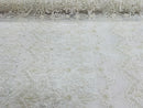 Damask Beaded Glam Fabric - Ivory - Embroidery Beaded Fabric with Round Beads Sold By The Yard