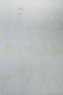 King Lace Design Fabric - Ivory - King Design with Sequins Embroidered On Mesh By Yard