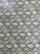 Python Snake Print Vinyl Fabric - Ivory -  Faux Animal Snake Print Vinyl Fabric Sold by Yard