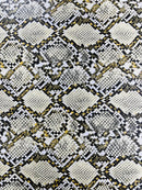 Python Snake Print Vinyl Fabric - Ivory -  Faux Animal Snake Print Vinyl Fabric Sold by Yard