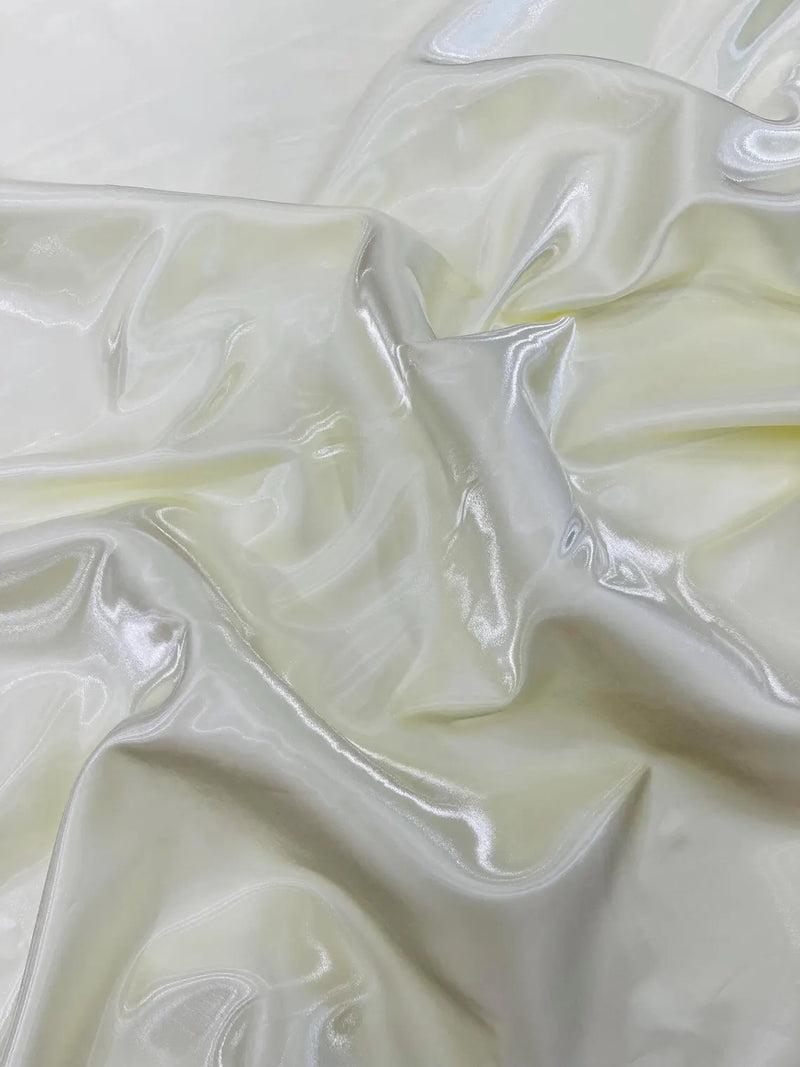 60" Crystal Liquid Satin Fabric - Water Shine Ultra Glossy Shimmer Reflective Bridal Satin Fabric By Yard