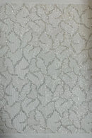Ivory Beaded Fabric by yard, Bridal beaded, Damask Pattern Beads and Sequins
