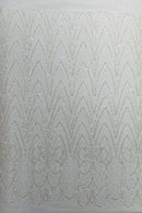 Ivory Luxury Beaded Pattern Fabric by the yard, Embroidery Beaded Lace Fabric