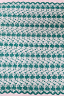 Jasmine Flower Fabric - Jade - Embroidered Floral Design Lace Mesh Bridal Fabric By Yard