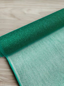 Glitter Lace Mesh Fabric - Jade Green - Shimmer Glitter Dot Design on Mesh Lace By Yard