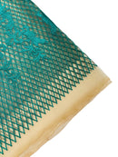 Damask Diamond Net Lace Fabric - Jade Green - Damask Design Embroidered on Lace Mesh Fabric by Yard