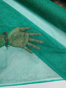 Glitter Lace Mesh Fabric - Jade Green - Shimmer Glitter Dot Design on Mesh Lace By Yard