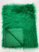 60" Solid Shaggy Faux Fur - Kelly Green - Long Pile Luxury Shaggy Soft Faux Fur Fabric By Yard