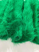 60" Solid Shaggy Faux Fur - Kelly Green - Long Pile Luxury Shaggy Soft Faux Fur Fabric By Yard