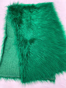 60" Solid Shaggy Faux Fur - Kelly Green - Long Pile Luxury Shaggy Soft Faux Fur Fabric By Yard