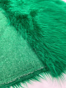 60" Solid Shaggy Faux Fur - Kelly Green - Long Pile Luxury Shaggy Soft Faux Fur Fabric By Yard