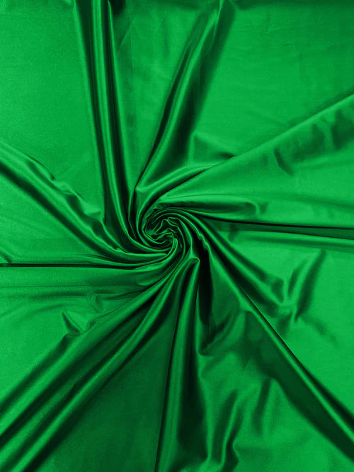 60" Shiny Heavy Satin Fabric - Kelly Green - Stretch Satin Shiny Heavy Fabric Sold By Yard