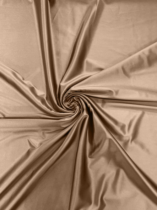 60" Shiny Heavy Satin Fabric - Khaki - Stretch Satin Shiny Heavy Fabric Sold By Yard