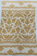 My Lady Beaded Fabric - Khaki - Damask Beaded Sequins Embroidered Fabric By Yard