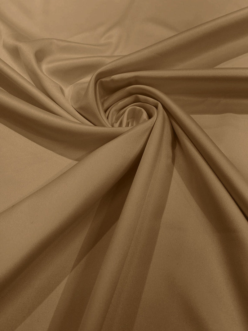 Matte L'Amour Stretch Satin - Khaki - Stretch Satin Fabric For Bridal, Prom Dress Sold By Yard