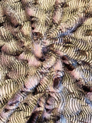 60" Feather Shaggy Faux Fur - Lavender / Brown - Soft Long Pile Thick Faux Fur Fabric By Yard