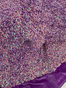58/60" Velvet Sequins Stretch Fabric - Lavender / Pink Iridescent - Velvet Sequins 2 Way Stretch Sold By Yard