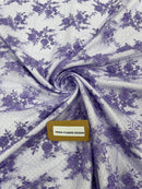 Floral Cluster Corded Fabric - Lavender - Fancy Flower Embroidery Lace Mesh Fabric By Yard