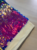 Oval Jumbo Paillette Sequins - Lavender - Big Oval Paillette Sequins Design Fabric By Yard