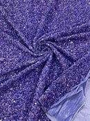 58/60" Velvet Sequins Stretch Fabric - Lavender - Velvet Sequins 2 Way Stretch By Yard