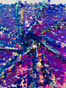 Oval Jumbo Paillette Sequins - Lavender - Big Oval Paillette Sequins Design Fabric By Yard