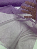 Glitter Lace Mesh Fabric - Lavender - Shimmer Glitter Dot Design on Mesh Lace By Yard