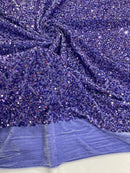 58/60" Velvet Sequins Stretch Fabric - Lavender - Velvet Sequins 2 Way Stretch By Yard