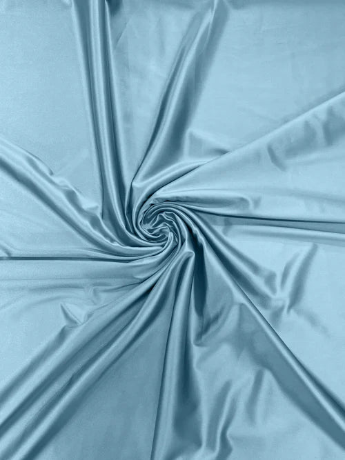 60" Shiny Heavy Satin Fabric - Light Blue - Stretch Satin Shiny Heavy Fabric Sold By Yard